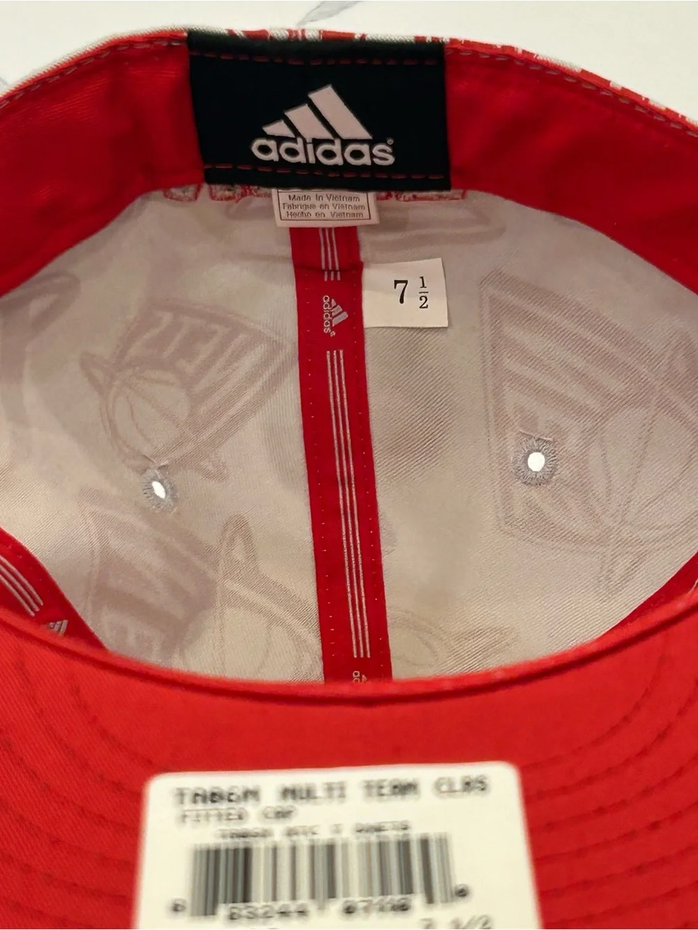 New Jersey Nets NBA Adidas Fitted Hat All Over Logo Sz 7 1/2 NEW Deadstock RARE